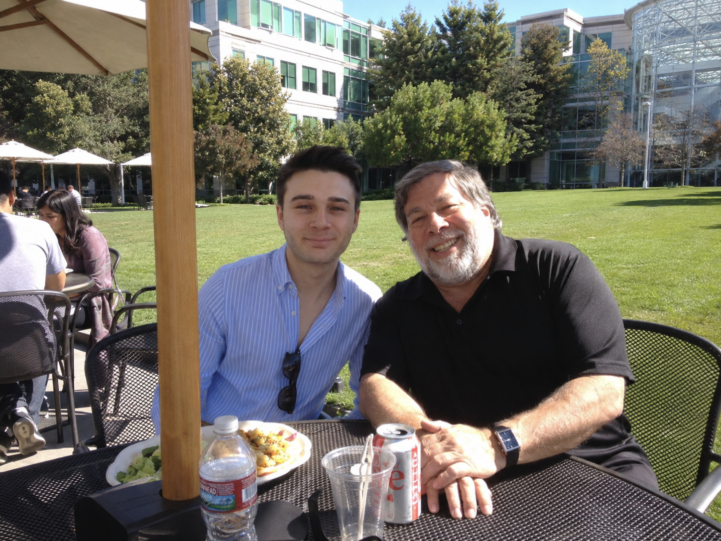 The author seated with Steve Wozniak at Apple Park.